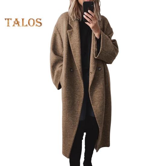 

Женская шерстяная куртка с отложным воротником, однотонная, с застежкой на две пуговицы, ветровка средней длины, термобелье с длинными рукавами, для поездок на работу, свиданий, весна-осень XXXL дубильная кора