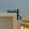 Geometric Floral Welcome Metal Wall Art Vintage Iron Entryway Decor Home Accent Gift