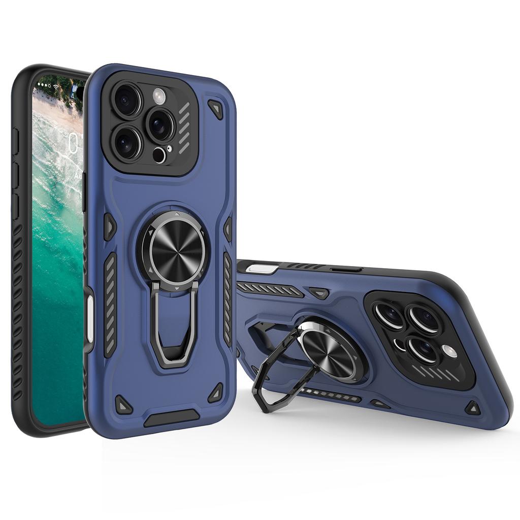 For iPhone 16 Pro Max Case with Kickstand Shockproof TPU+PC Phone Back Cover