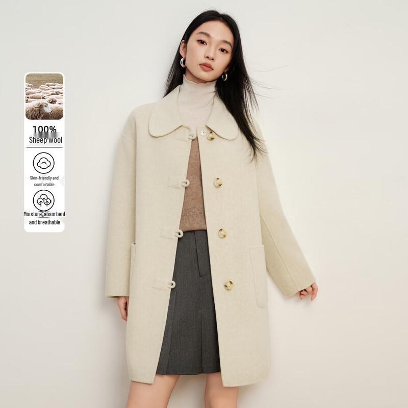 Elva's Island Women's Elegant Short Double-Faced Wool Coat