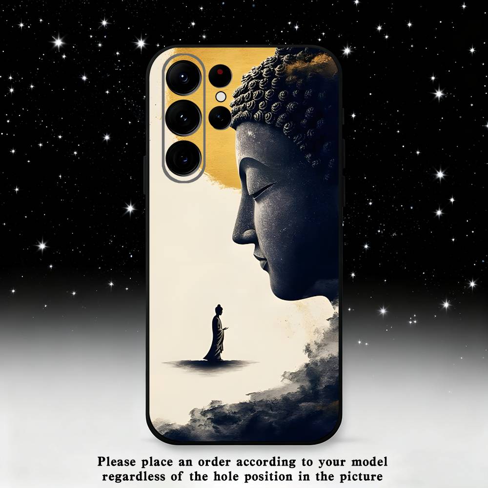Buddha Art Pattern Phone Case For Samsung S25,S24 Ultra,S20,S30 plus,S22 plus,S23,S30 Ultra 5G Silicone Black Shell