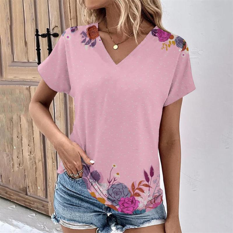 Fashion Beautiful Printed Women's T Shirt Summer Hot Floral O Neck Short Sleeve Tops Street Trend Womens Loose Women's Shirt 5Xl