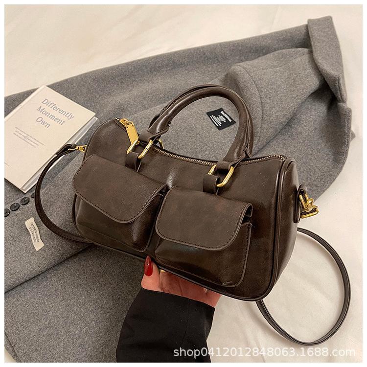 Premium Niche Bag Women's Double Pocket Retro 2025 New Casual Versatile Messenger Bag Portable Pillow Bag