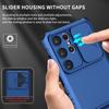 Peatkop Shockproof Case for Samsung S23 Ultra 5G S22+ S21 FE Slide Camera Lens Protection Stand Phone Cover for Galaxy Note 20