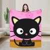Cute Chococats Blanket Black Cat Soft Warm Graphic Plush Throw Blanket For Children Bedroom Flannel Bedspread Bed Cover
