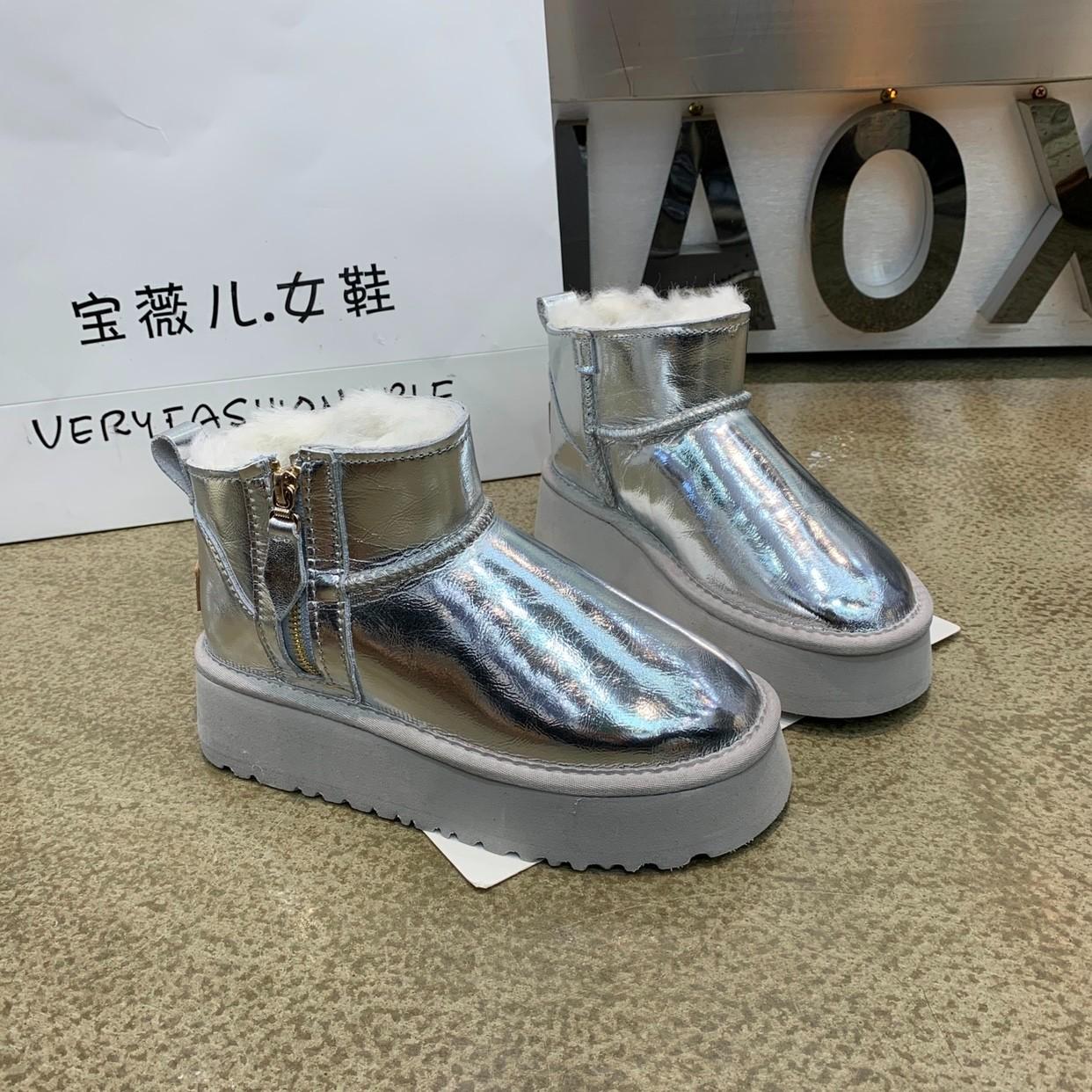 

Ботильоны на плоской подошве на платформе, женские зимние ботинки из хлопка и меха, зимние плюшевые теплые 2024 года, дизайнерские водонепроницаемые женские повседневные ботинки Mujer 35