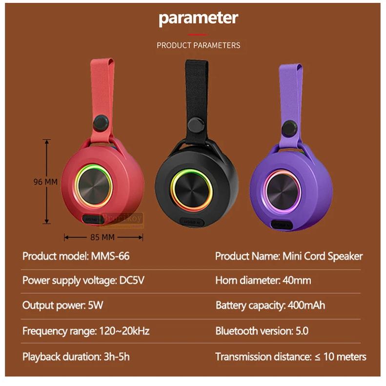 Wireless Bluetooth Speaker Sound Light Rhythm Subwoofer Stereo Music Center Hands-free Call Outdoors Waterproof Portable Mini Speakers