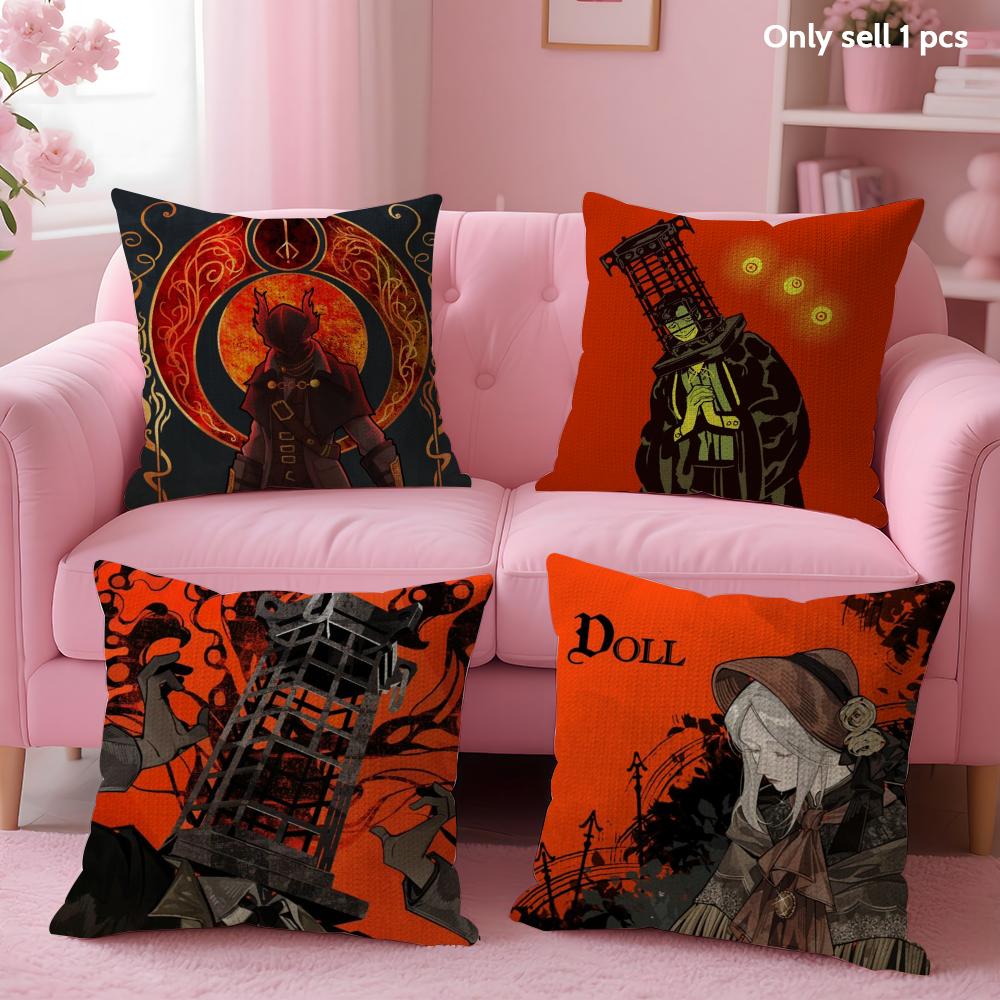 B-Bloodborne C-Classic Cushion Cover Summer Coolness Linen Fabric Double-Sided Printing Pillow Case Sofa Home Decor Gift
