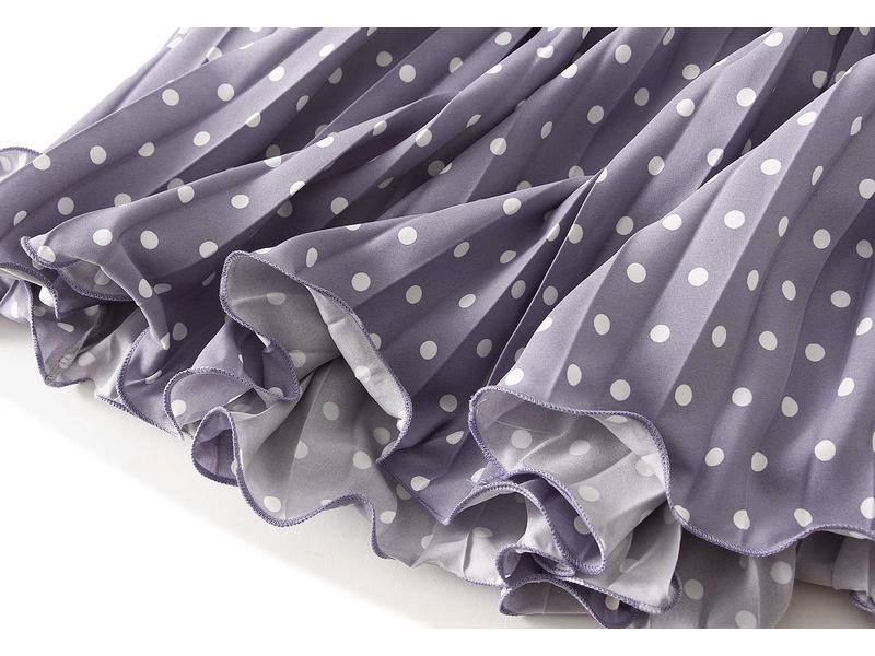Korean-Japanese Polka Dot Pleated Midi Skirt, High Waist, Slimming, 2026 Spring/Summer Collection.