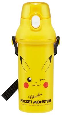 Skater Plastová láhev na vodu 480ml, antibakteriální, jedno stisknutí, vhodná pro děti, lehká, antibakteriální úprava, vyrobeno v Japonsku, Pokémon Pikachu Face 23
