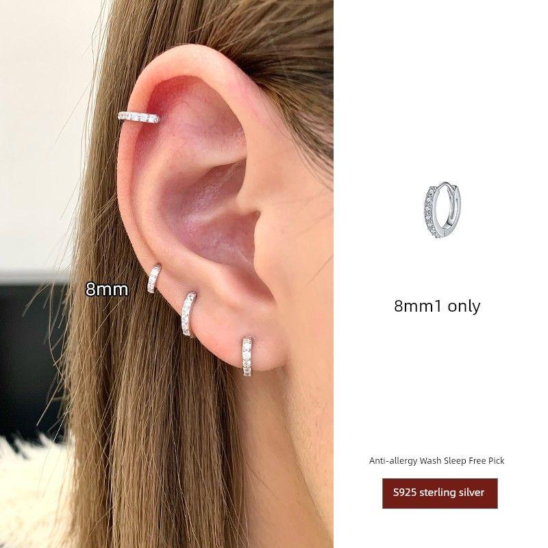 

Ringring Store Earrings Sterling Silver Earrings Simple Bracelet Ear Studs Edge Ear Bone Ring High Ear Bone Stud Ear Buckle Earrings 8mm1 only