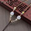 Four-Strand Braided Necklace Lanyard with Jadeite, White Agate, and Dongling Jade Pendant