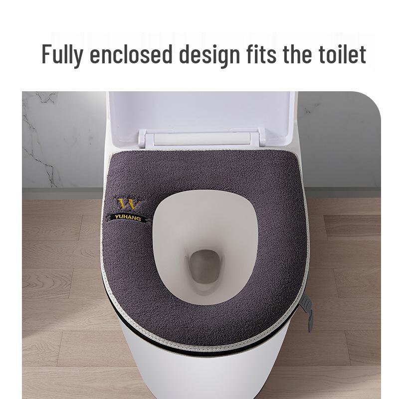 Thickened Waterproof Zippered Toilet Seat Cushion for Autumn and Winter