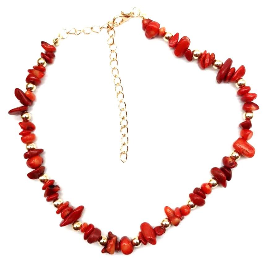 Summer Natural Gravel Collarbone Chain Necklace, Handmade Beaded Gravel Necklace Short Url N133