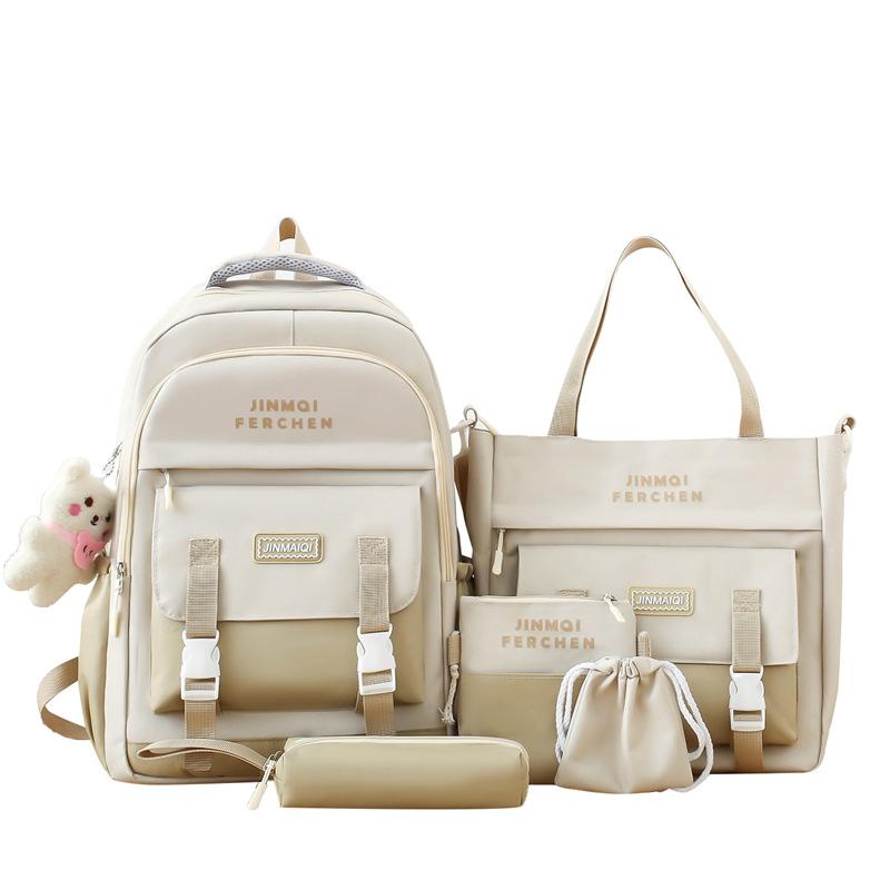 Schulranzen Mehrteiliges Set Kontrastfarbe Unisex High School Schüler Große Kapazität Campus Rucksack