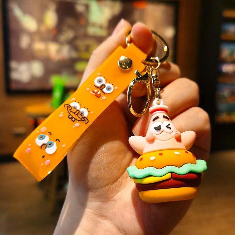 Hamburg SpongeBob Cartoon Cute Doll Car Keychain Couple's Bag Keychain Kawaii Cute Personalized Gifts Y2k Fashion Toys Anime