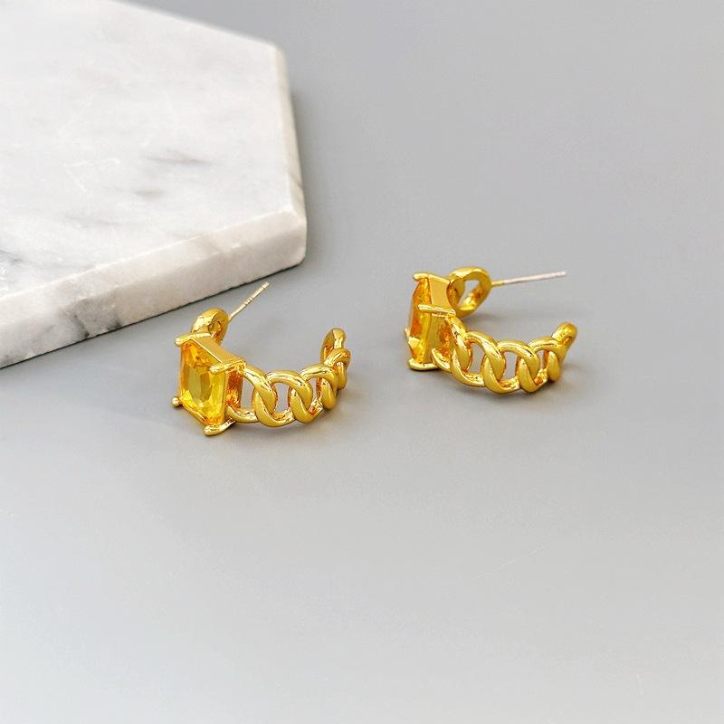 

Temperament Metal Chain Square Diamond Personality Earrings Premium Earrings Women