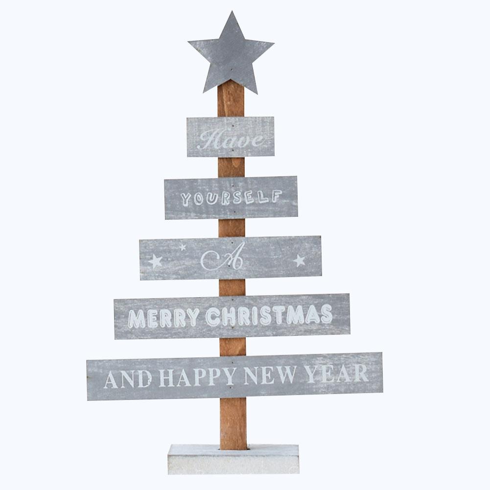 Exquisite Wooden Mini Desktop Christmas Tree Star Home Decoration Ornaments Stylish Decoration gray