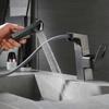 Bathroom Pull-out Basin Faucet 360 Rotation Single Hole Single Handle Hot And Cold Mixed Water Faucet Grey Sink Tap
