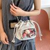 Cute Handbag Transparent Pocket Itabag Shoulder Bag Purse Drawstring Bucket Bag Solid Color Korean Style Crossbody Bag Student