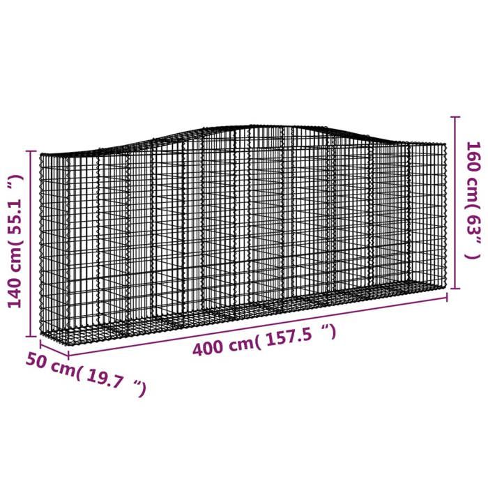 VidaXL 4x Arched Gabion Baskets Arched Gabion Cages Gabion Walls Garden Fences Terrace Outdoor 3145984