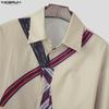 INCERUN Summer Men Lapel Neck Long Sleeve Floral Print Casual Shirts Tops