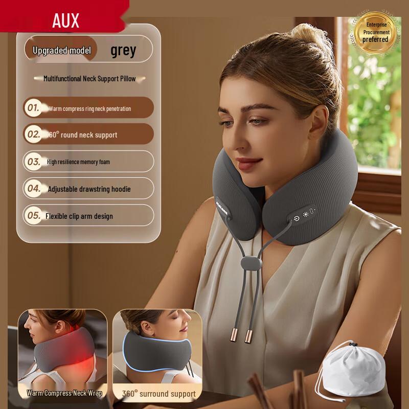 AUX U-shaped Neck and Shoulder Massager with Heat and Vibration