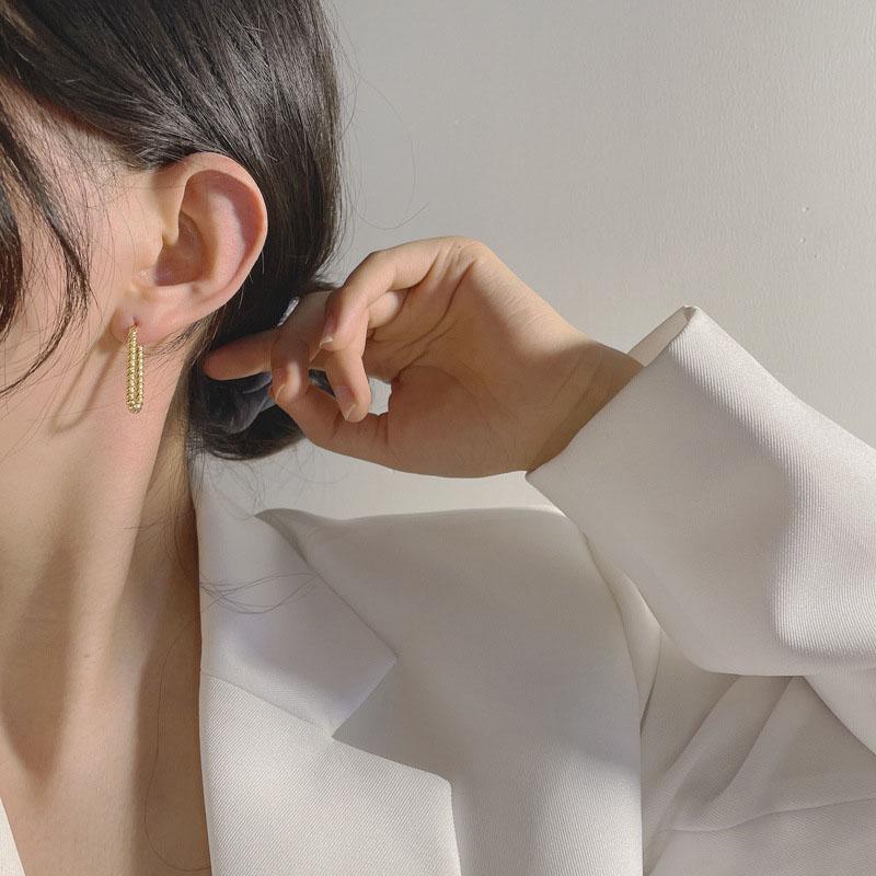 ANENJERY U-förmiger Ohrring für Damen, einfache französische Creolen mit gedrehtem Seil, Boucle d'Oreille Argent