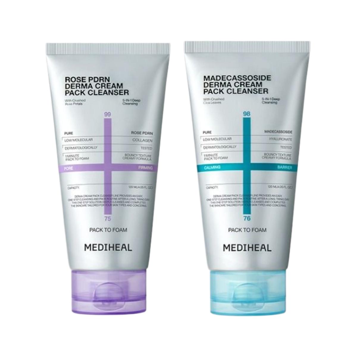 Mediheal Derma Cream Pack Foam Cleanser Madecassoside & PDRN Skin-Smoothing Purifying Face Wash 240ml (120ml x 2ea)