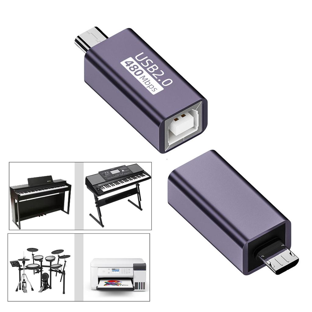 USB B Adapters 480Mbps Data Transfer Speed for Multiple Devices Female to Male MiDi/Micro USB/Mini USB/USB C Converters