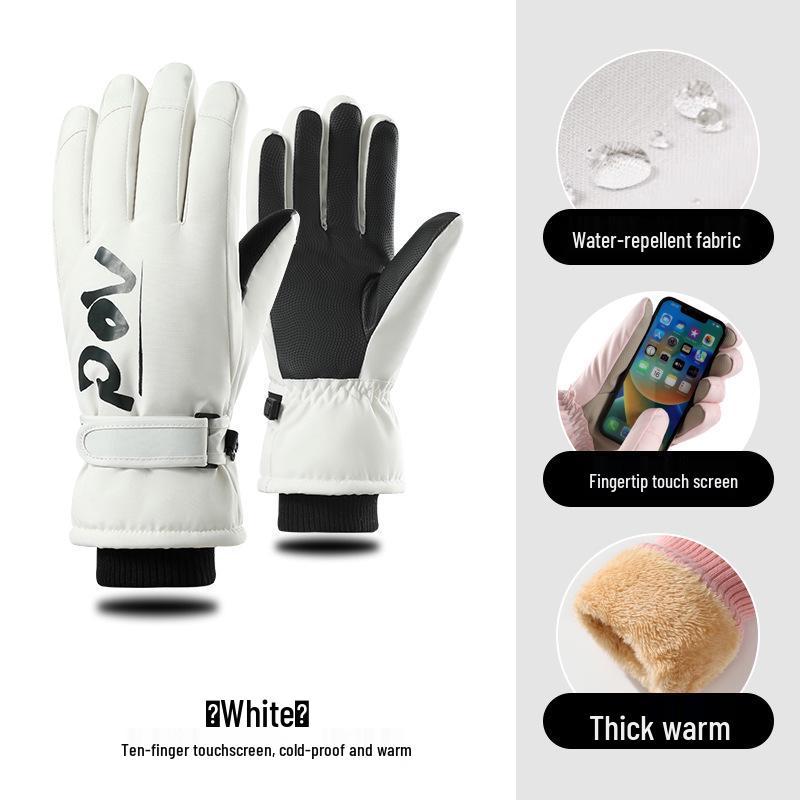 Women's Touchscreen Ski Gloves with Anti-Lost Buckle, Cold-Proof, Fleece-Lined, and Warm for Winter Sports and Cycling