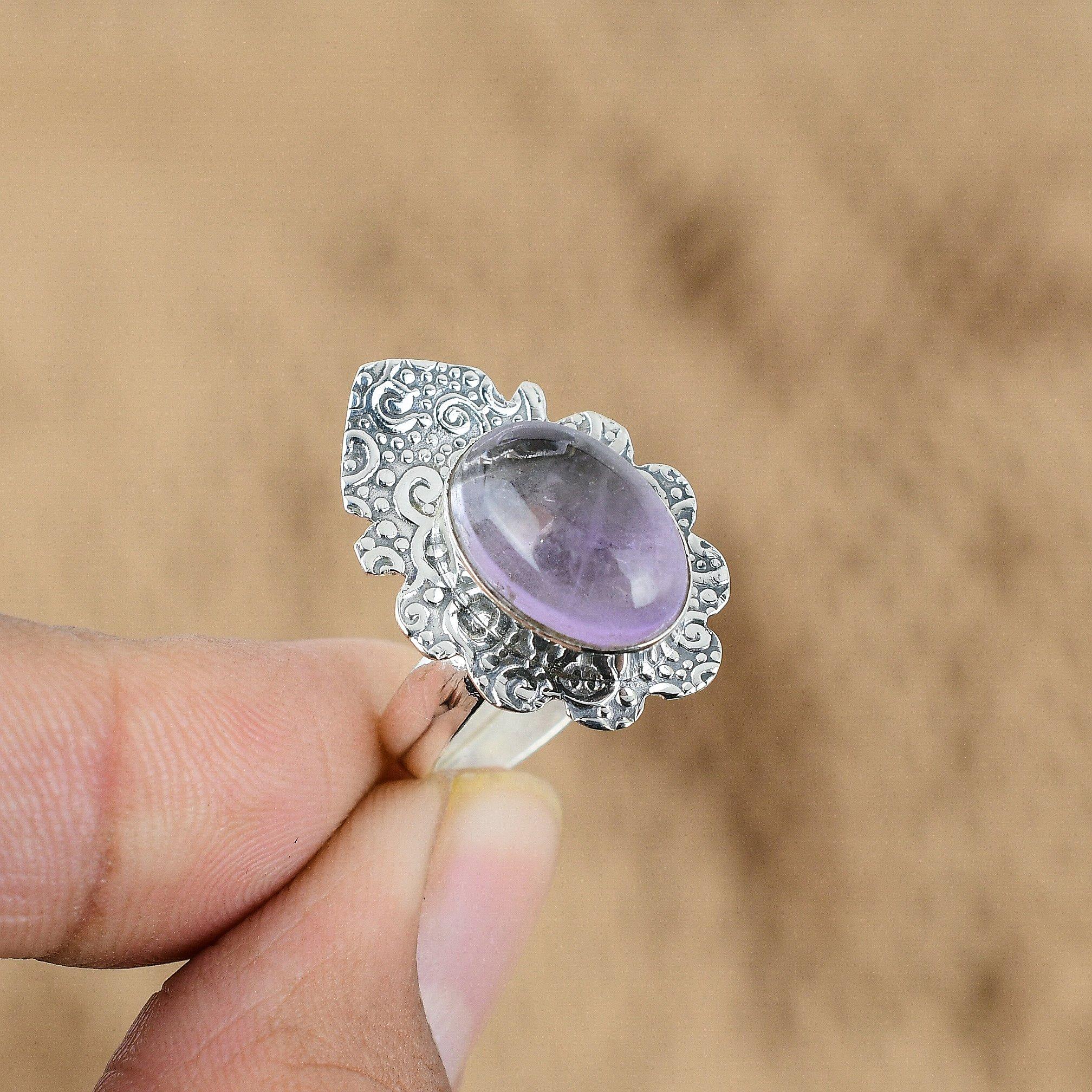 

Mothers day Deal Natural African Amethyst 925 Silver Engagement Multi Stone Ring Yes