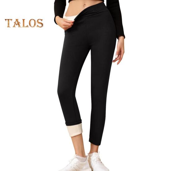 

Зимние леггинсы с флисовой подкладкой, женские термоколготки, однотонные, очень толстые леггинсы с флисовой подкладкой, повседневная одежда M чёрный