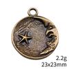 Engraved Crescent Moon Charm Star Pendant For Celestial Mystical Theme DIY Bracelet Necklace Jewelry Making Supplies