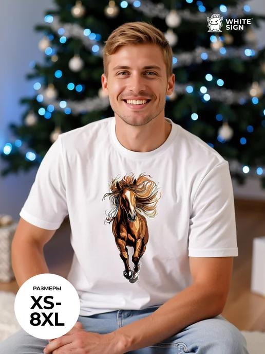 Oversized New Year T-shirt with a  Fire Horse  print L