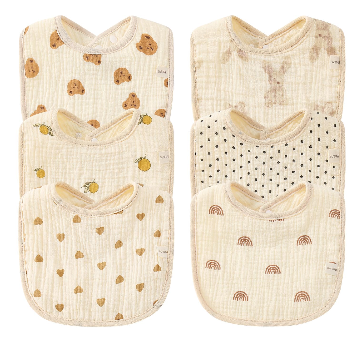 

Comfort U Baby Set of for Boys and Snap Adjustable Baby Mealtime Perfect for Baby Prep for and School Entrance Bibs, U-Shaped, 6, Girls, 100% Cotton, бежевый