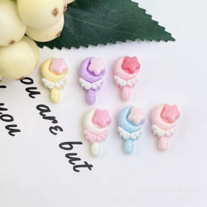 

Mini Resin Accessories Nail Accessories Star Candy Colored Earrings Hair Clips Headband Stickers 10pcs різнокольоровий
