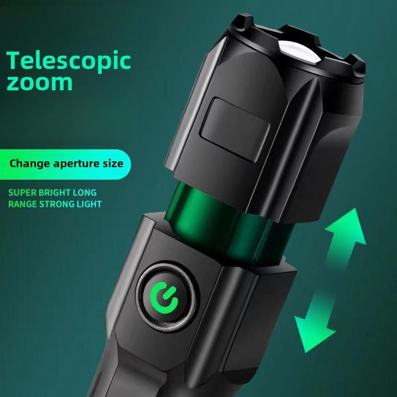 Strong Light Rechargeable Lighting Super Bright Long Beam Zoom Small Portable Flashlight