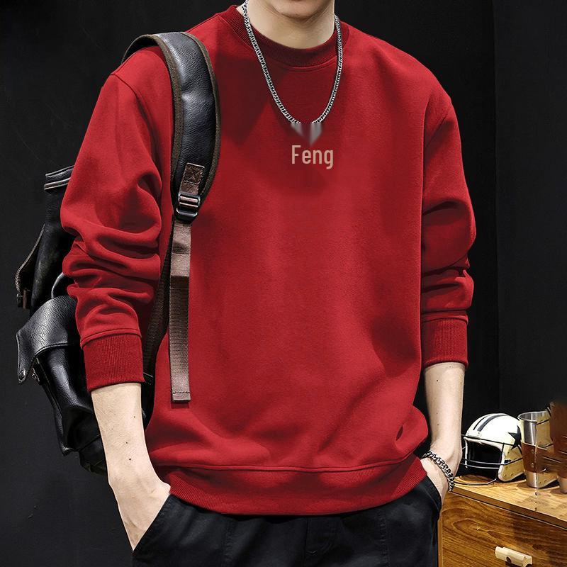 

Men s Heavyweight American Style Round Neck Hoodie - Autumn/Winter Loose Fit, Plus Size, High Street Trend M (115-140 lbs)