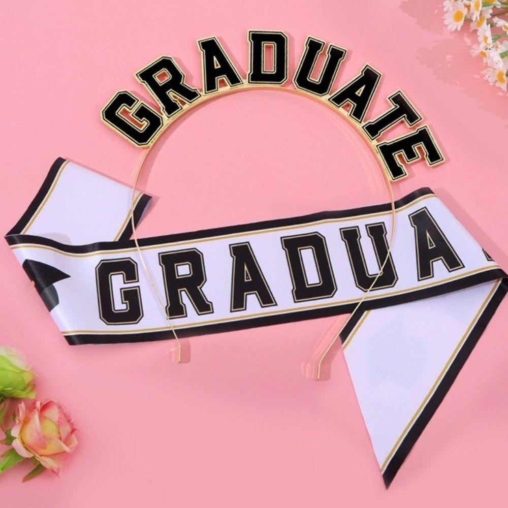 Double Layer Graduation Shoulder Strap Digital Printing Hot Stamped Graduation Crown Gold Edging Party Essential Graduate Sash