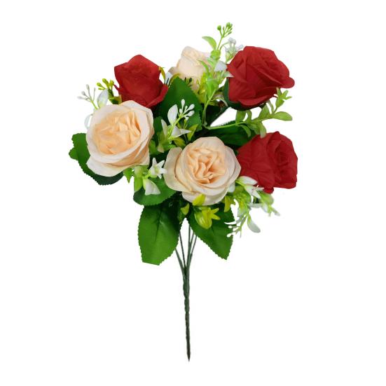 Artificial Roses Flowers 6 Heads Faux Silk Flower Bouquet with Leaves for Bridal Bouquet DIY Arrangement Wedding Party Home Living Room Table Decor