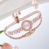 Round Quartz Wrist Watch Rhinestone Women Chain Elegant Crystal Bracelet  Ladies