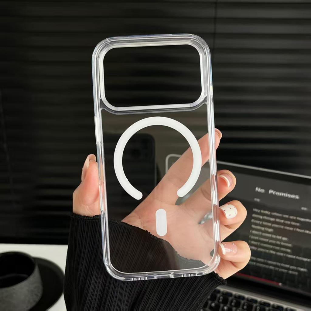Clear Magnetic Drop-Proof Case for iPhone 16 Pro Max - Wireless Charging Compatible Protective Cover.