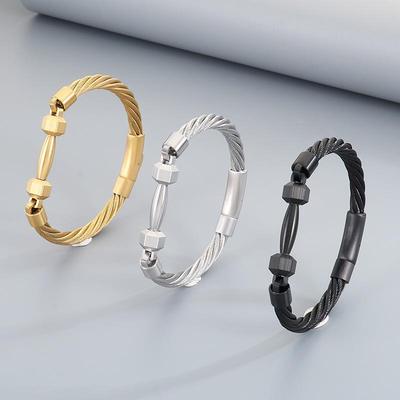 Men's Stainless Steel Titanium Sports Barbell Wristband