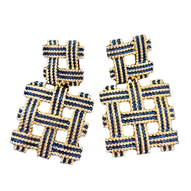 

Vintage Alloy Geometric Pattern Hollow-Out Silver Needle Earrings