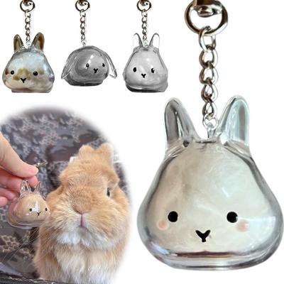 DIY Pet Hair Collector Cute Bunny Keychain Charm Memorial Storage Box, Pet Rabbit Hair Memorial Keepsake For Bunnies Lovers