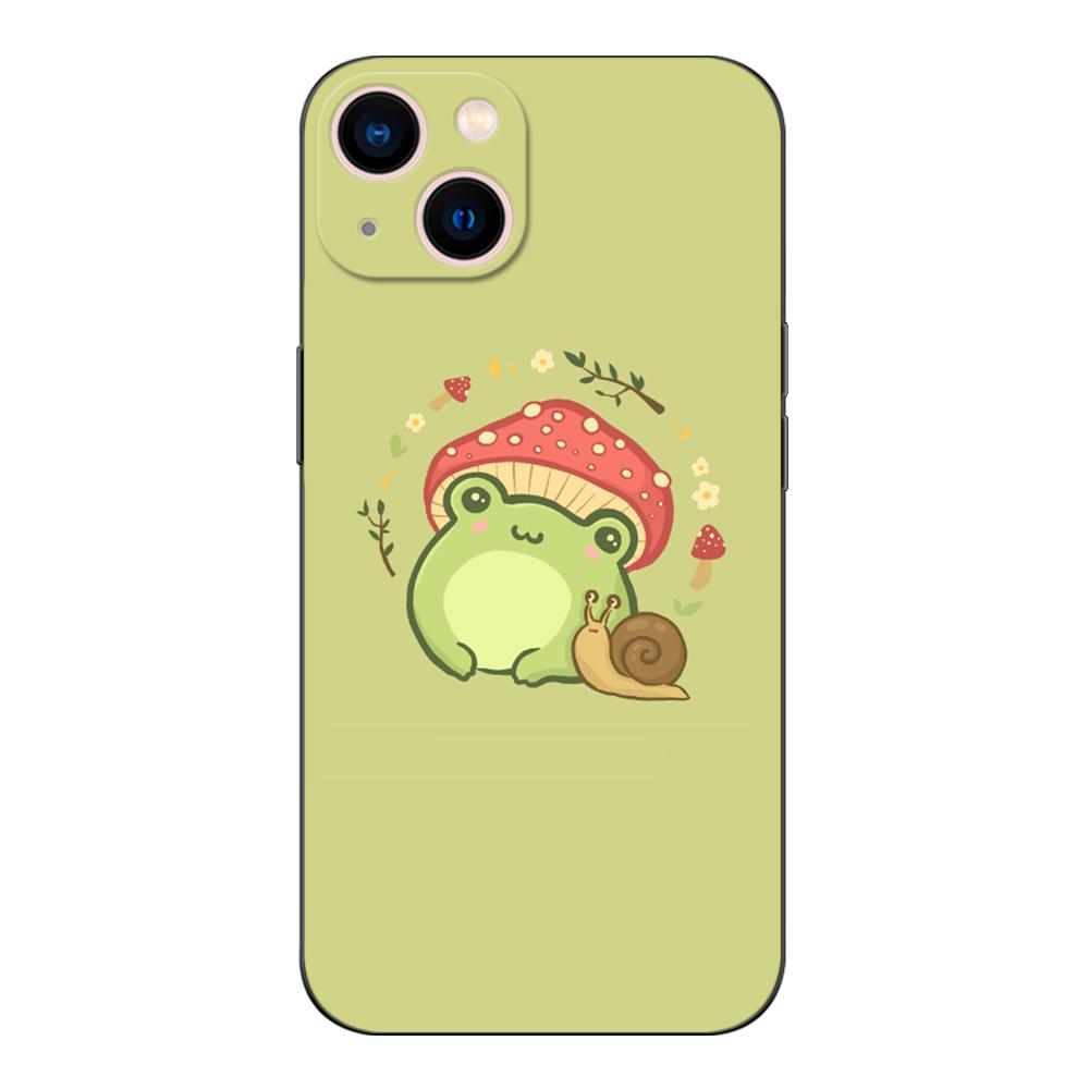 Black Tpu Case For OPPO A11S A15 A15S A16 A16S A16K A16E K3 K10 K9S ACE2 5G Kawaii Frog Mushroom