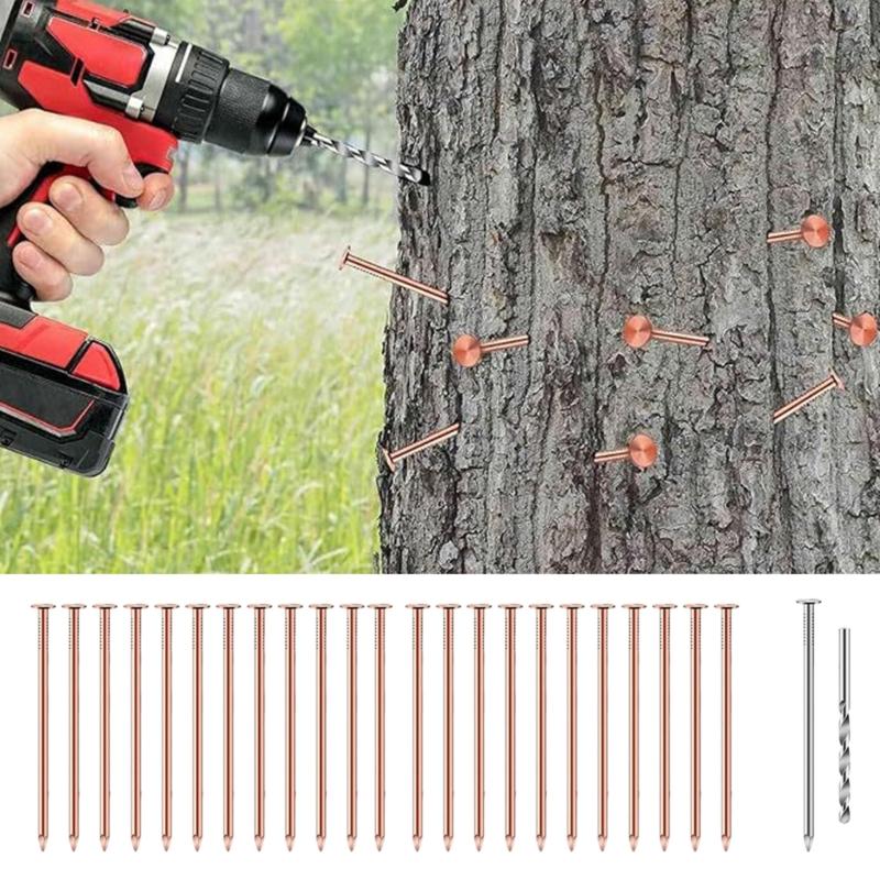 25Pcs Purely Copper Nails to Killing Trees Stump Removal Spikes Hardware Nails Tree Stump Killers Nails Easy to Use