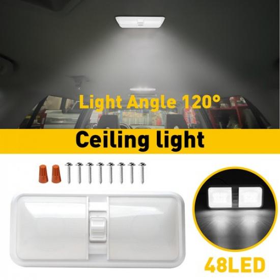 

RV Interior 48 LEDs Light Camper Ceiling Trailer 11V-18V 600LM with Switch White