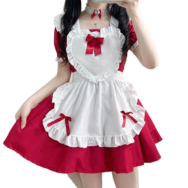 Alice Red Wine Sweetheart Lolita Cosplay Maid Outfit - Cute Princess Dress